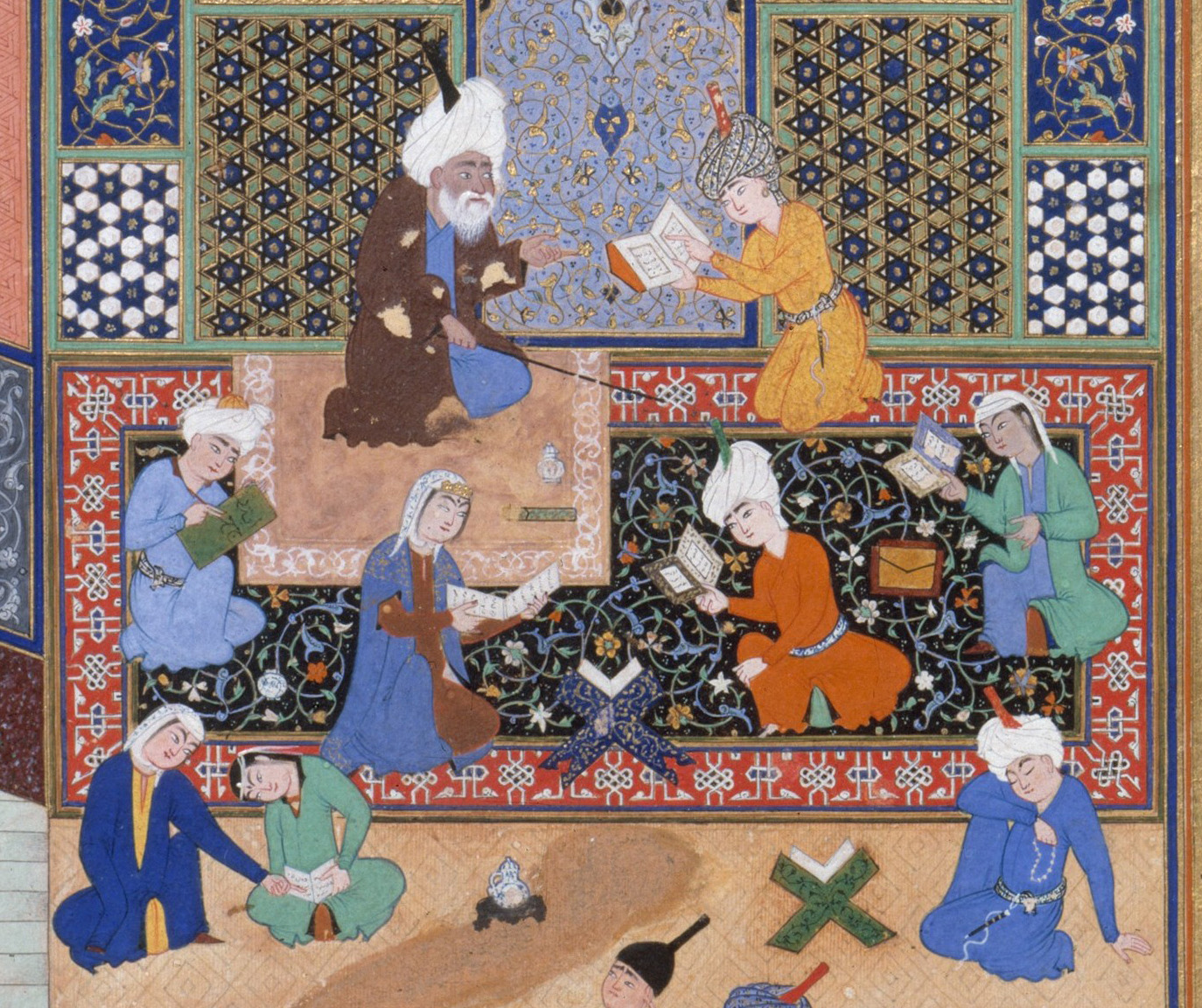 "Laila and Majnun in School", Folio from a Khamsa (Quintet) of Nizami